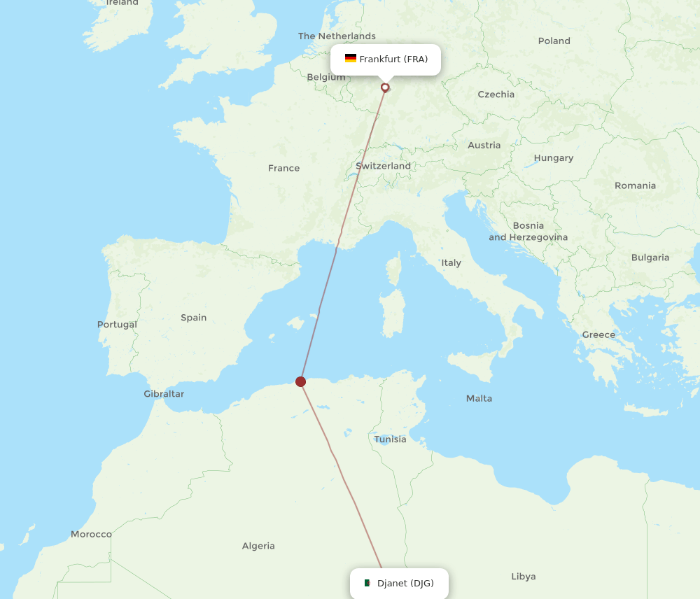 DJG to FRA flights and routes map
