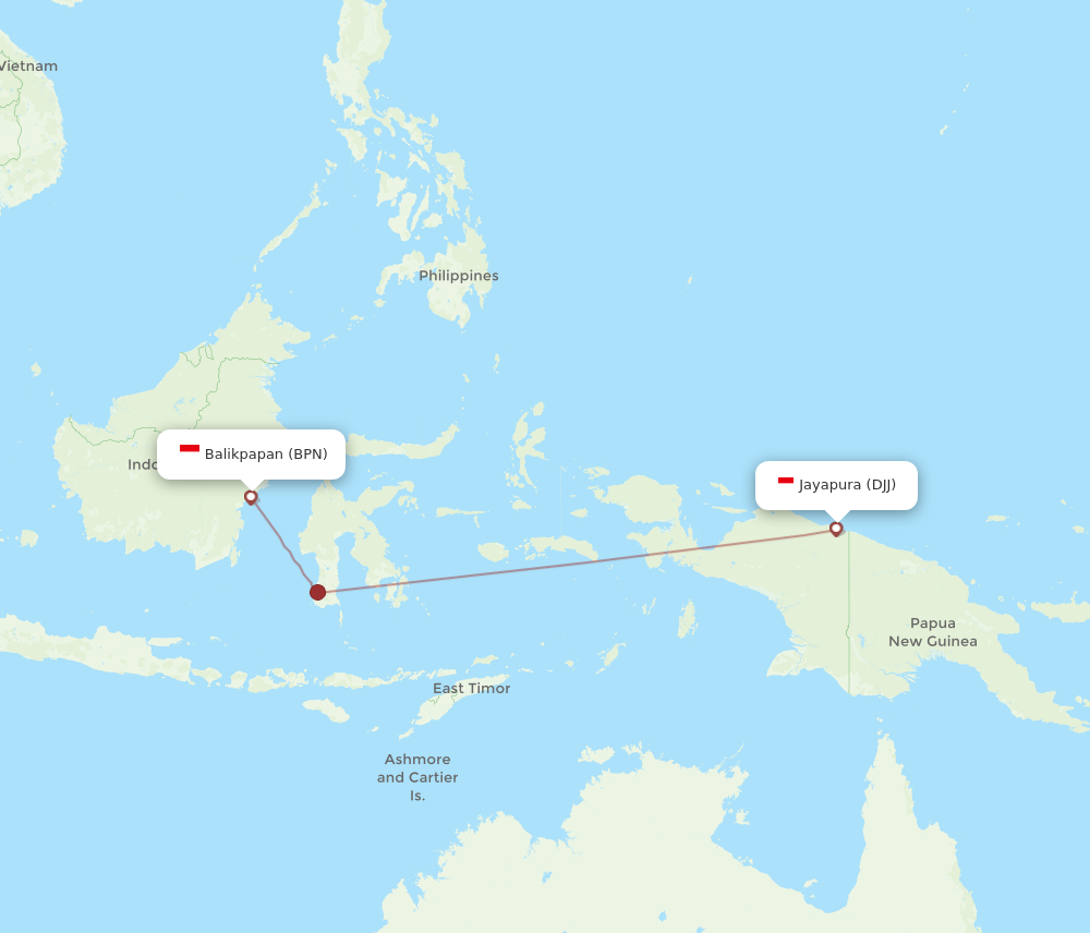 DJJ to BPN flights and routes map