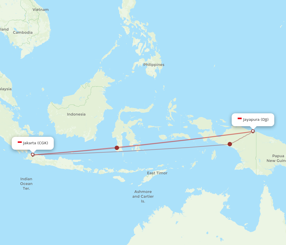 DJJ to CGK flights and routes map