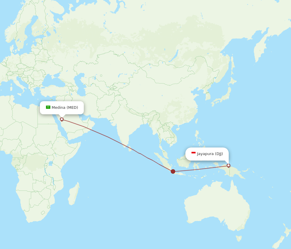 MED to DJJ flights and routes map
