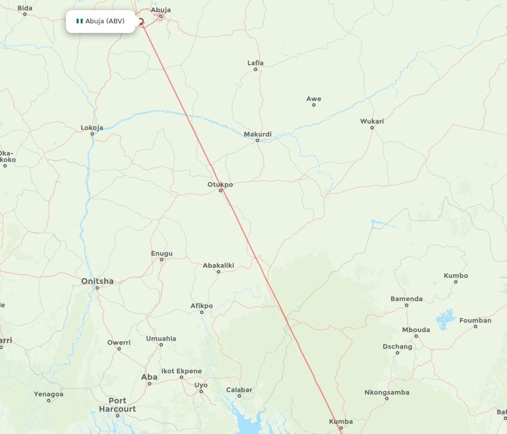 DLA to ABV flights and routes map
