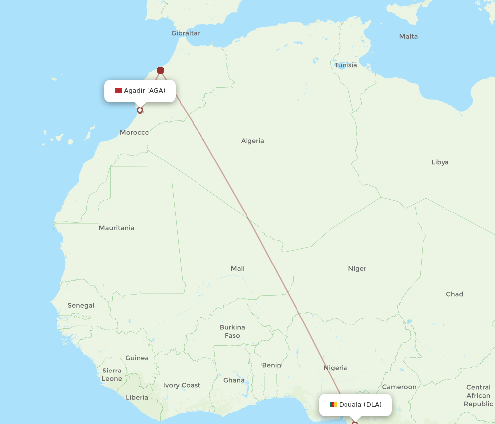 DLA-AGA flight routes