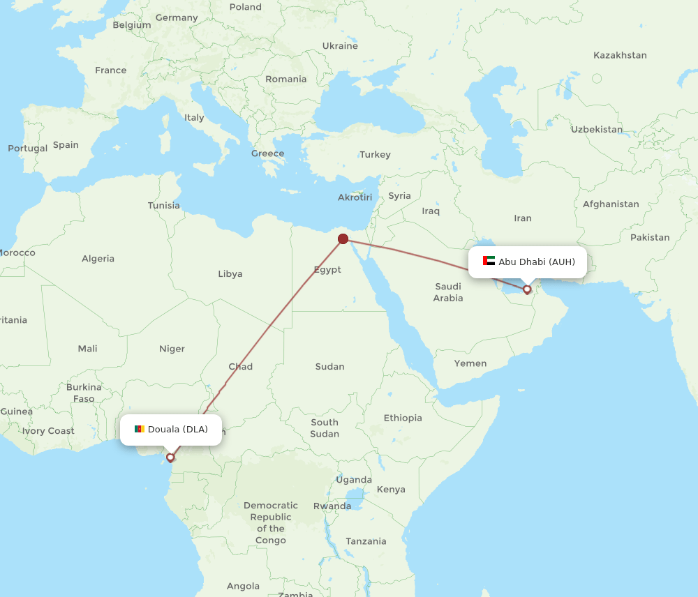 DLA to AUH flights and routes map