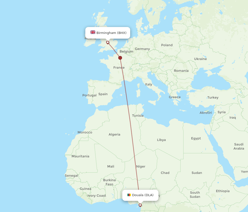 DLA-BHX flight routes