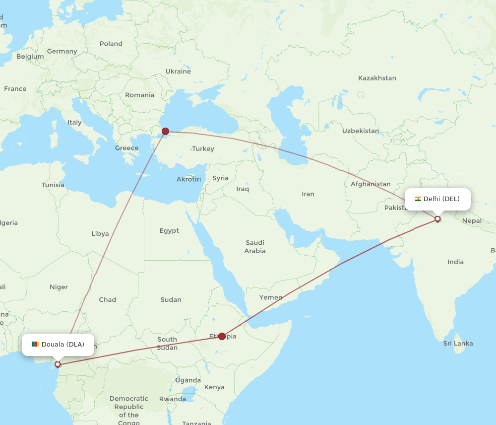 DLA-DEL flight routes