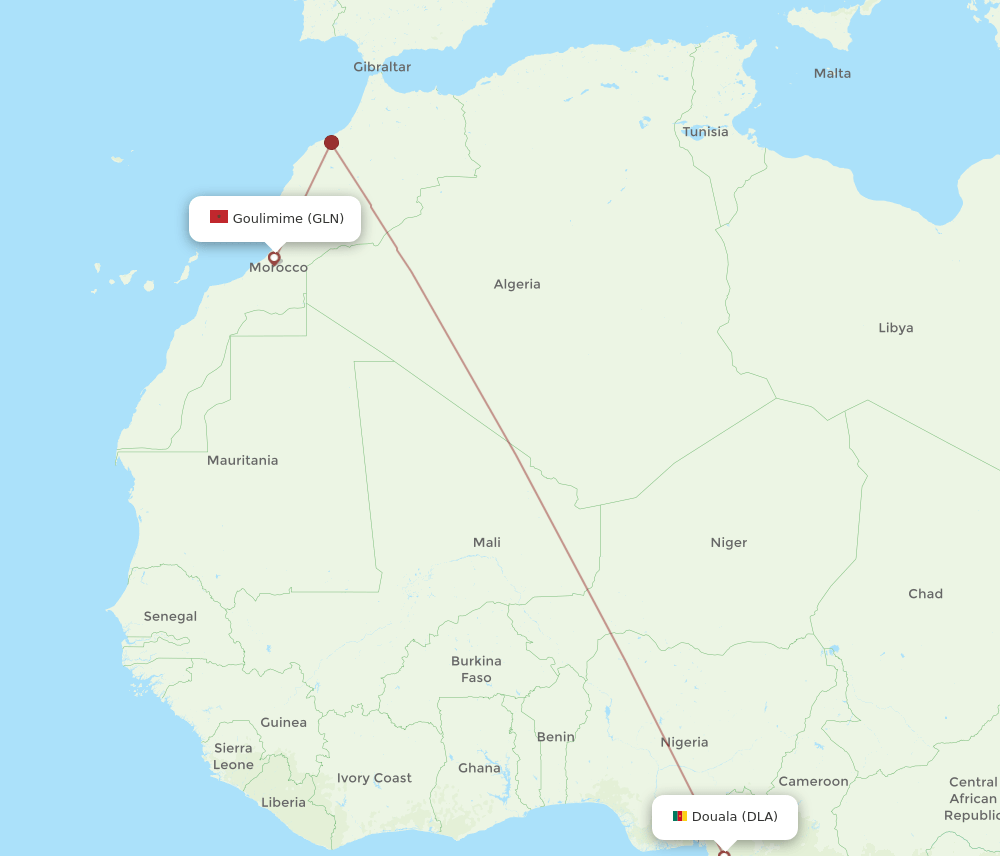 DLA-GLN flight routes