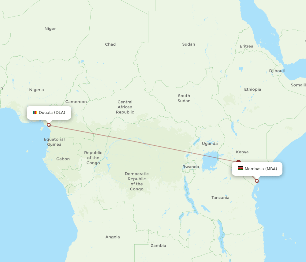DLA to MBA flights and routes map