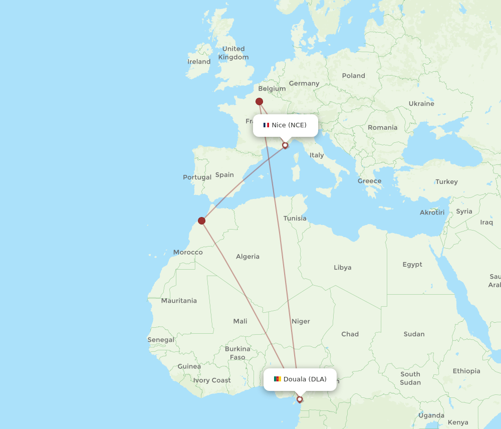 DLA-NCE flight routes