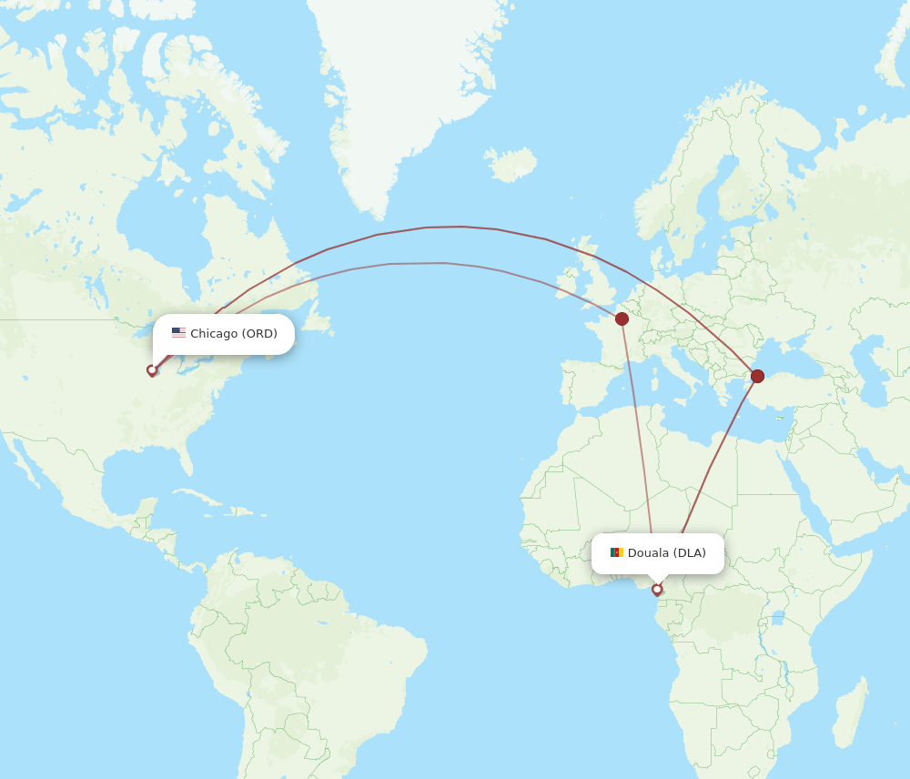 DLA-ORD flight routes