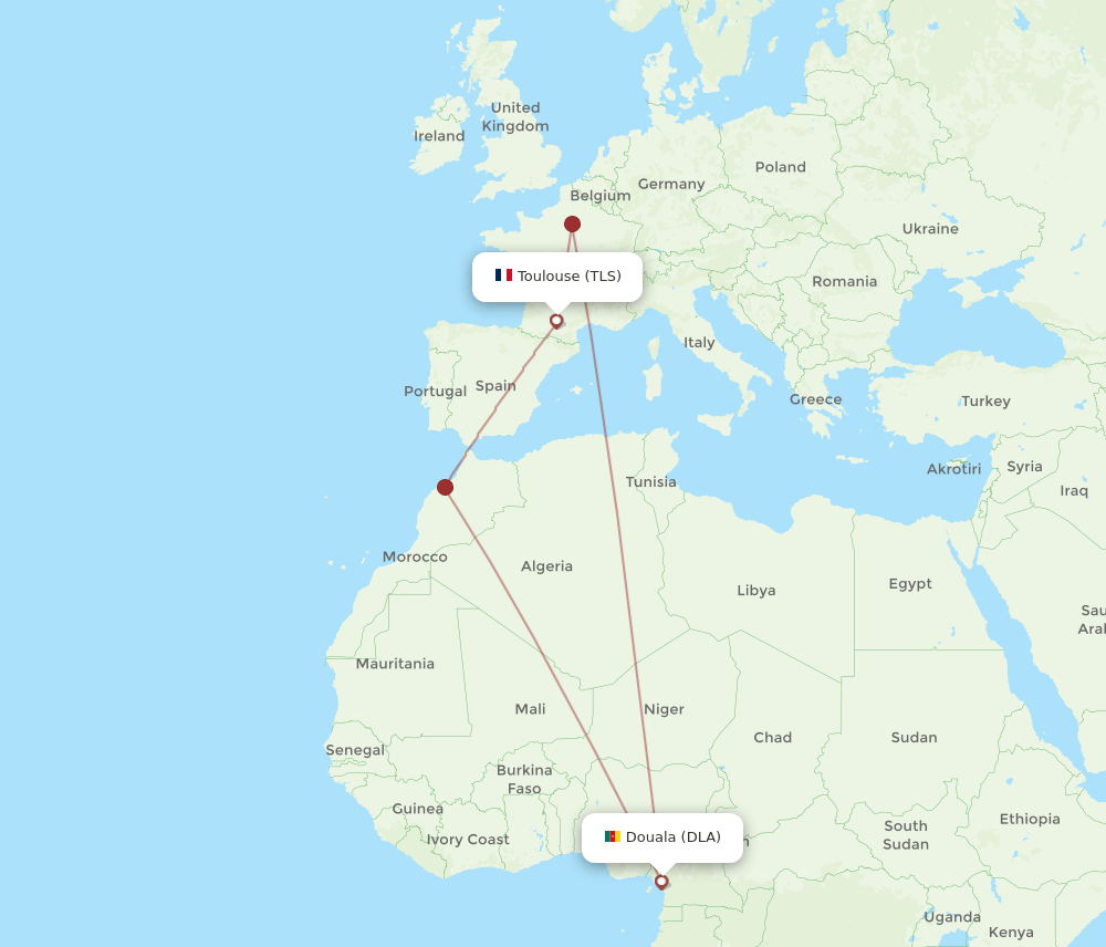 DLA to TLS flights and routes map