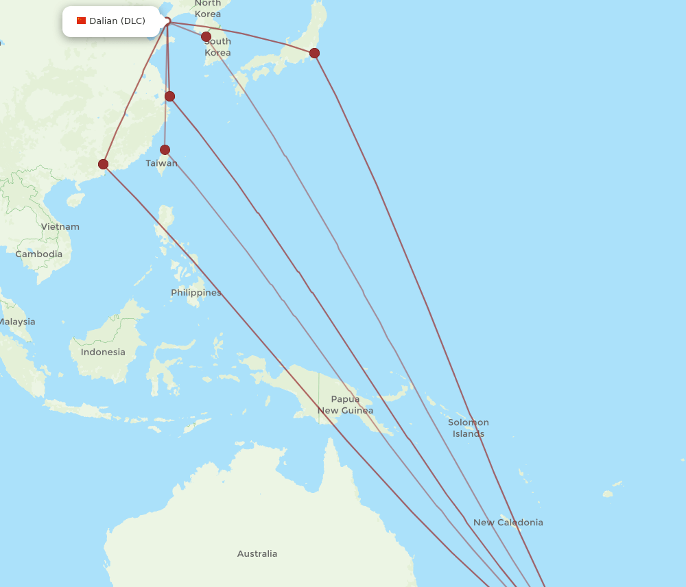 DLC-AKL flight routes