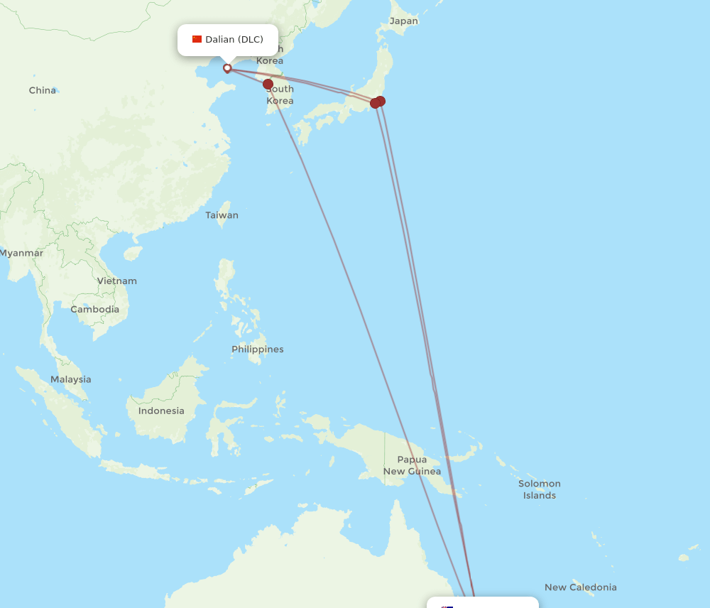 DLC-BNE flight routes