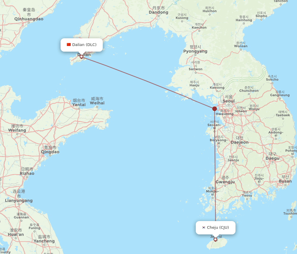 DLC-CJU flight routes
