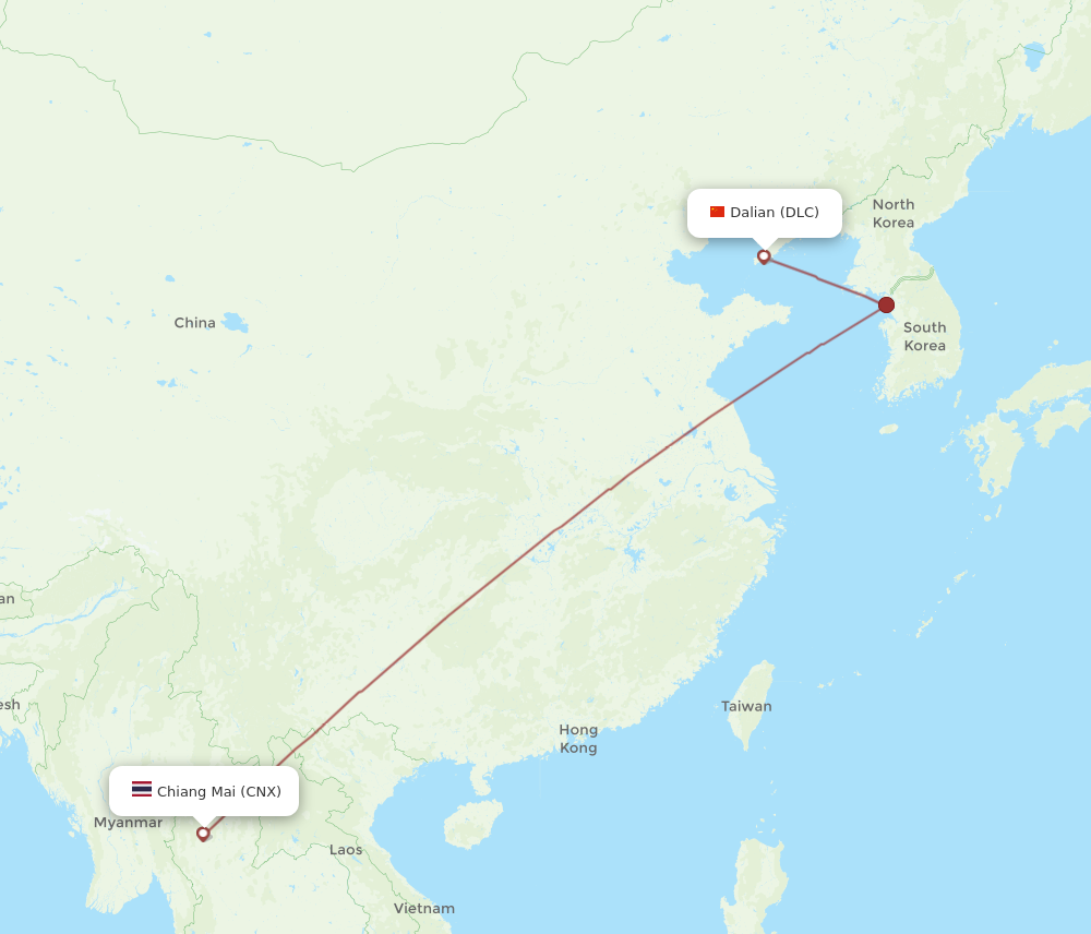 DLC to CNX flights and routes map