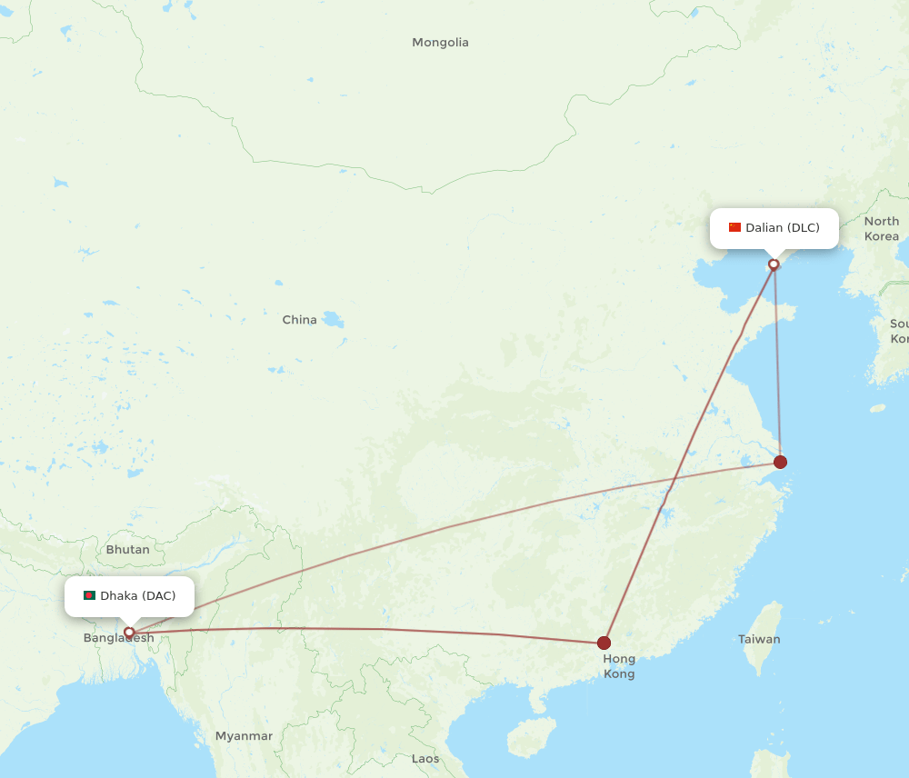 DLC-DAC flight routes