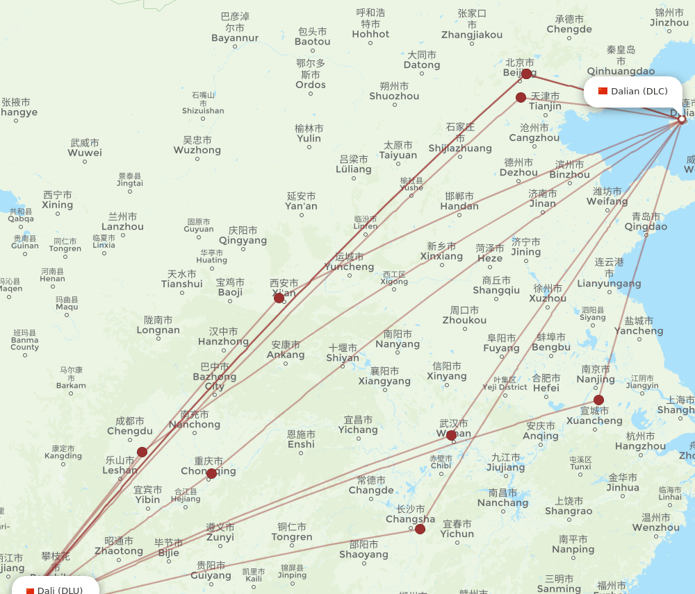 DLC-DLU flight routes