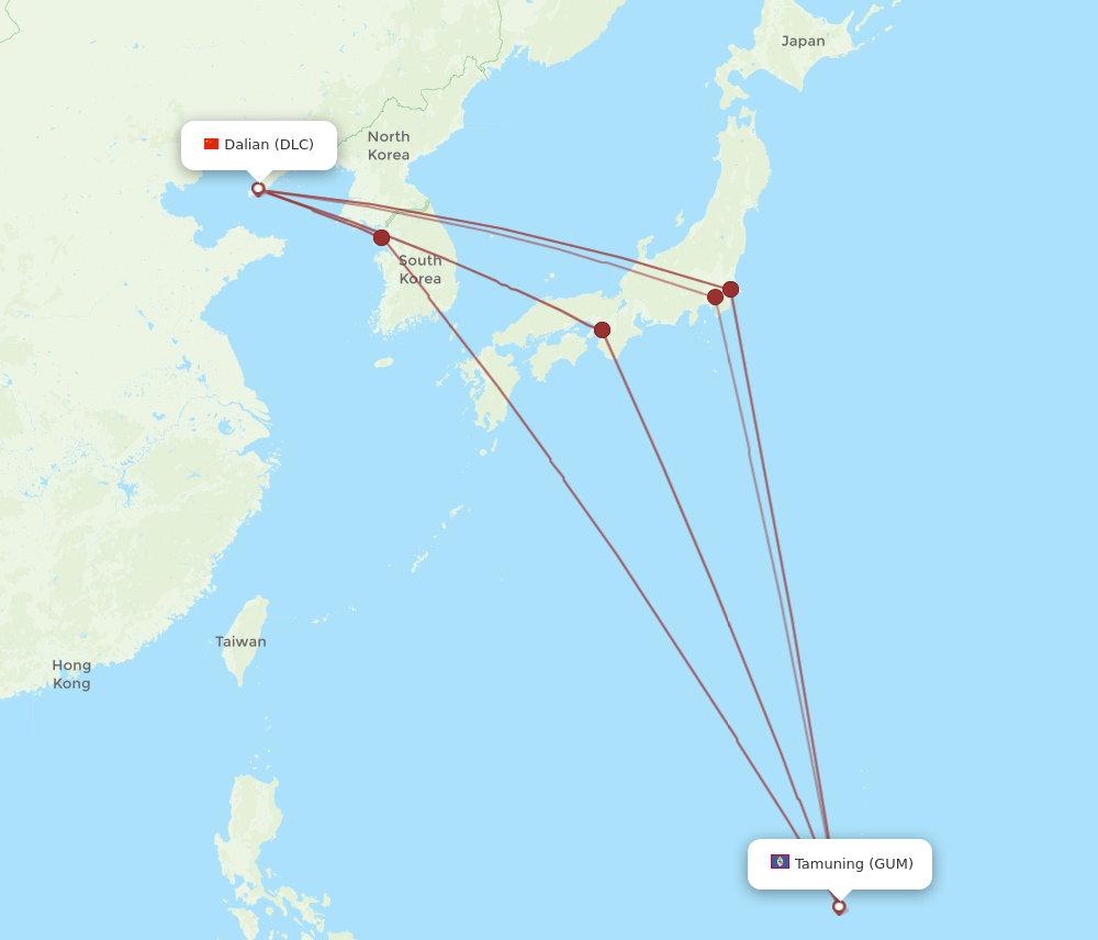 DLC-GUM flight routes