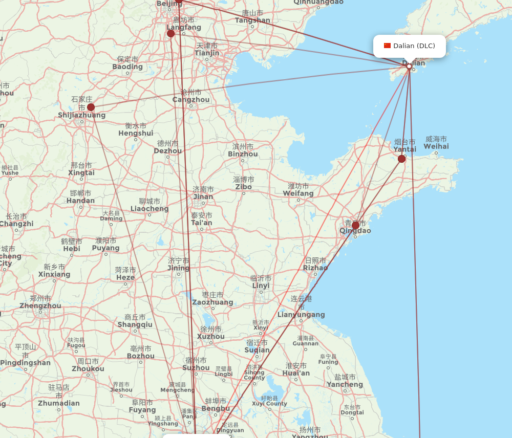 DLC to HFE flights and routes map