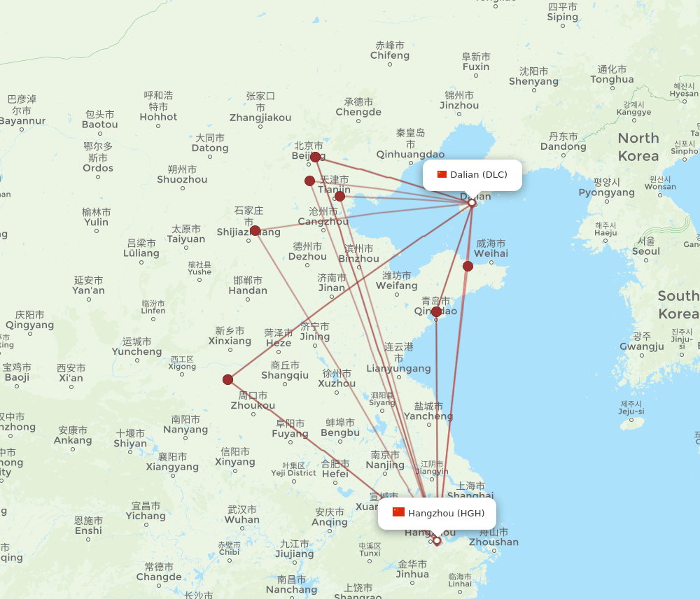 DLC-HGH flight routes