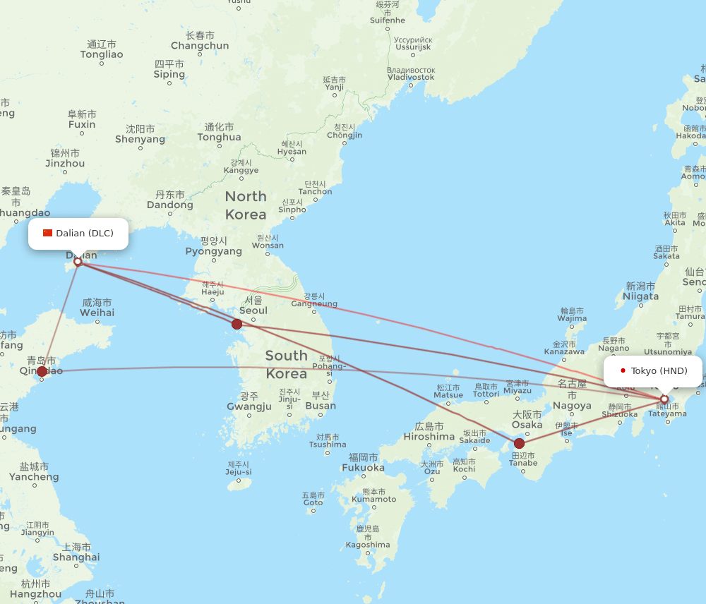 DLC-HND flight routes