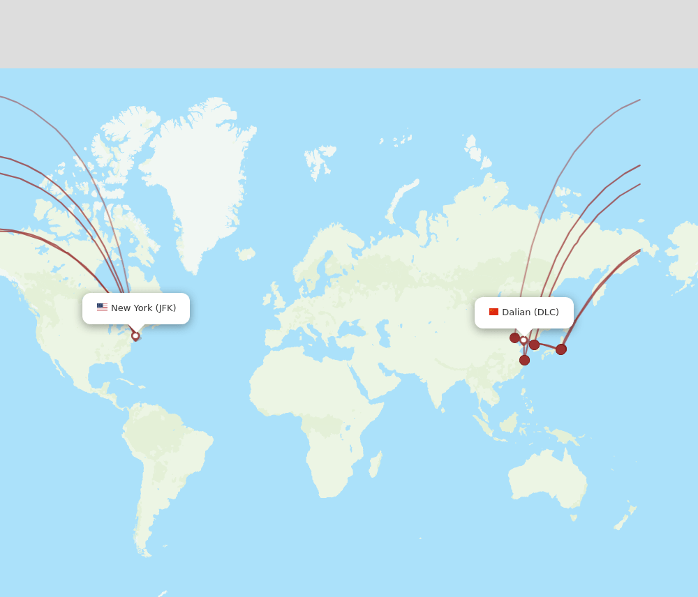 DLC-JFK flight routes