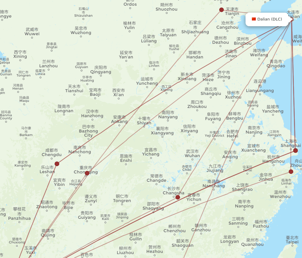 DLC-JHG flight routes