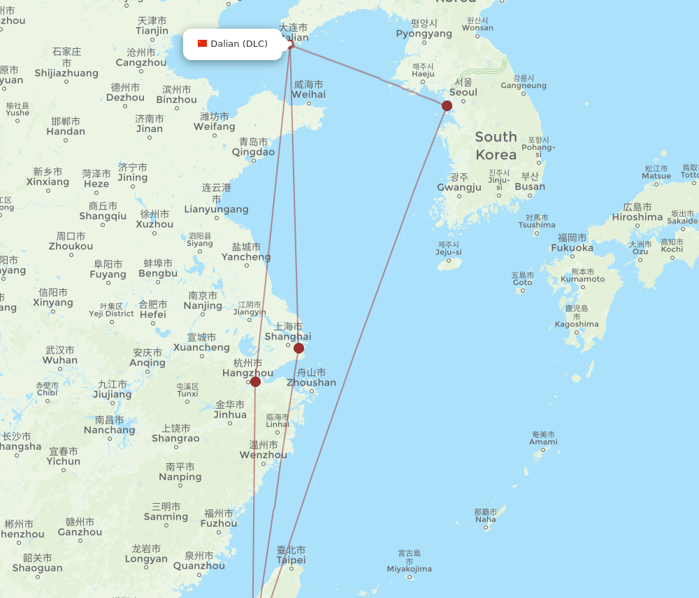DLC-KHH flight routes