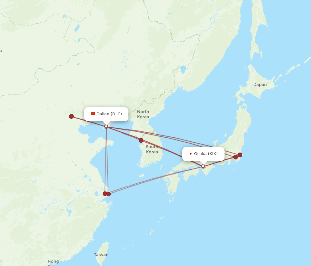 DLC-KIX flight routes