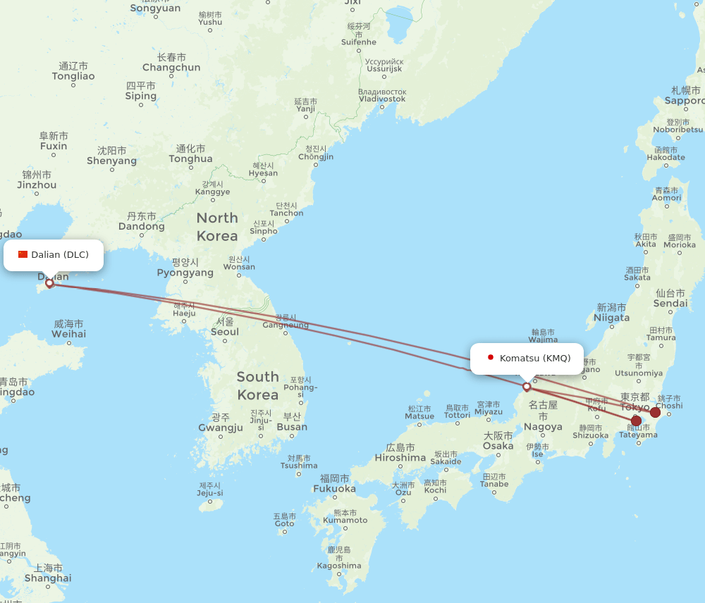 DLC-KMQ flight routes
