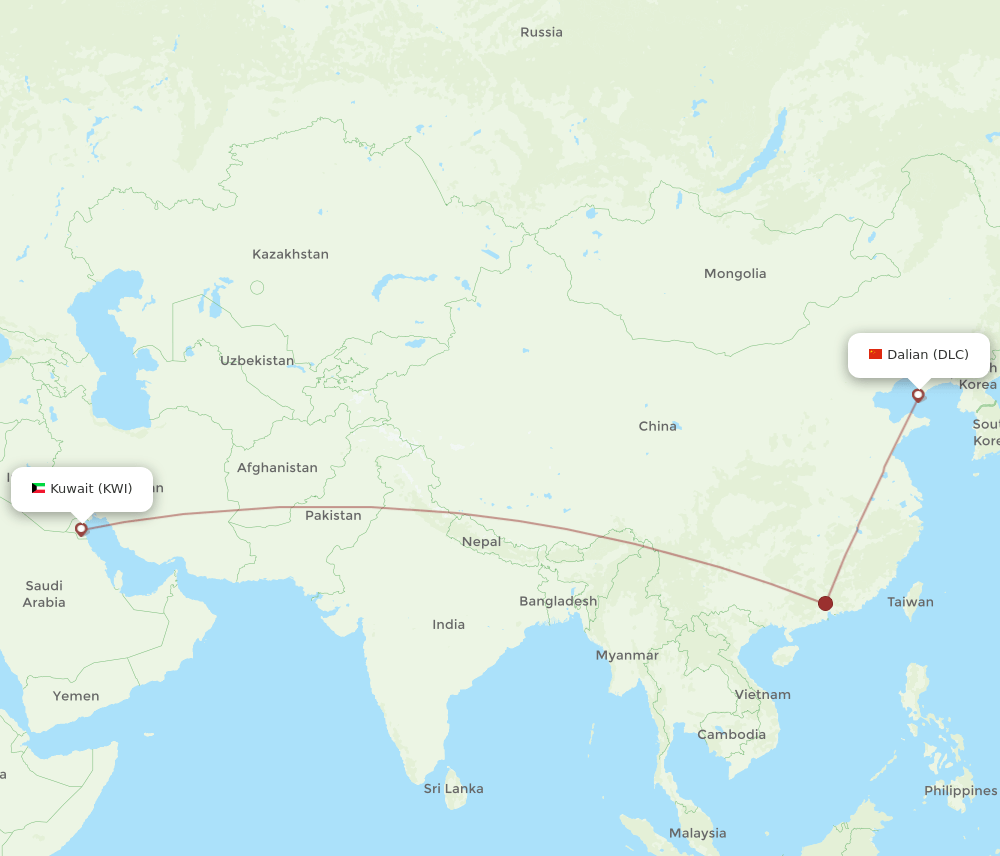 DLC-KWI flight routes