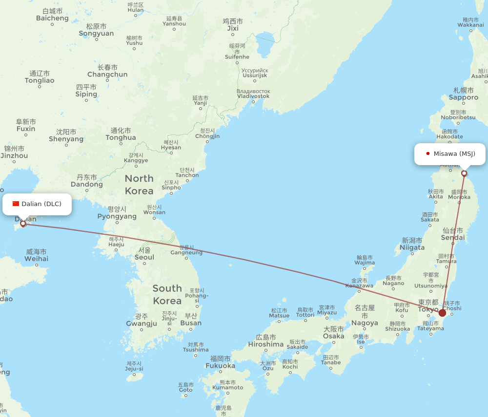 DLC-MSJ flight routes