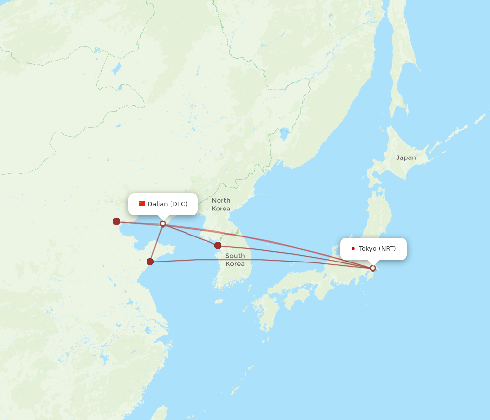 DLC-NRT flight routes