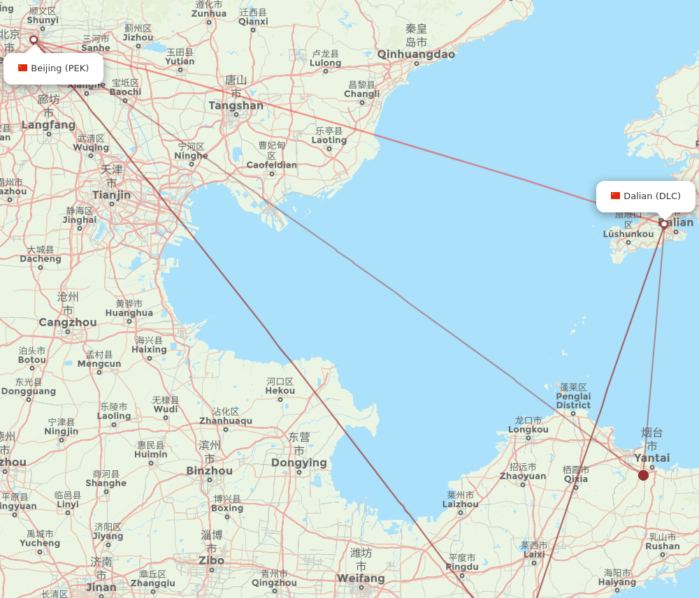 DLC-PEK flight routes