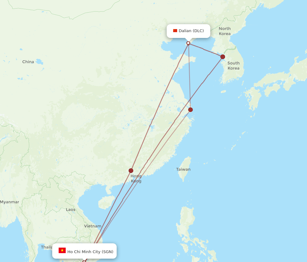 DLC to SGN flights and routes map