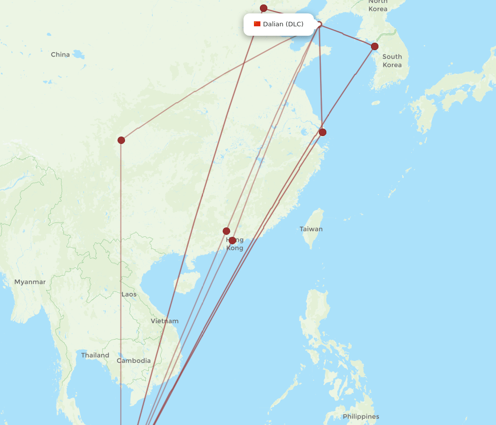 DLC to SIN flights and routes map