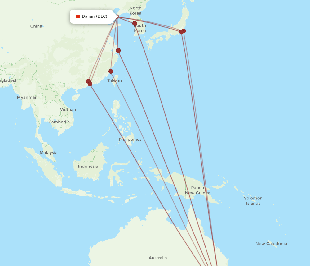 DLC-SYD flight routes