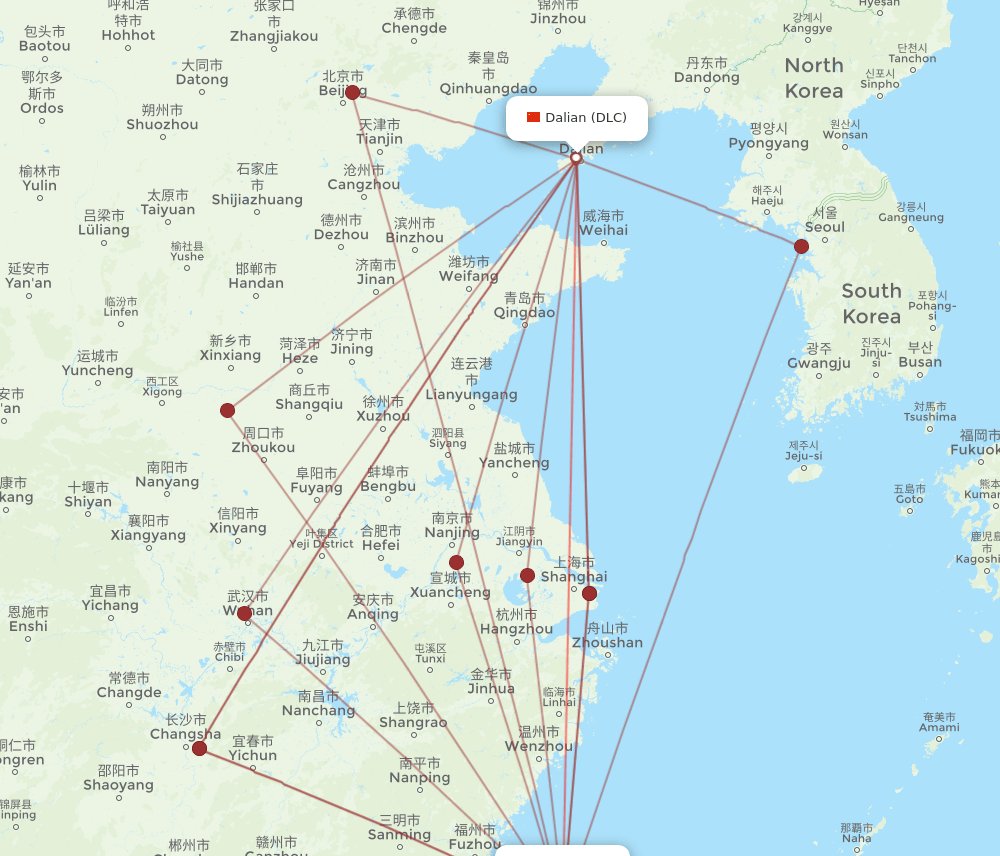 DLC-TPE flight routes