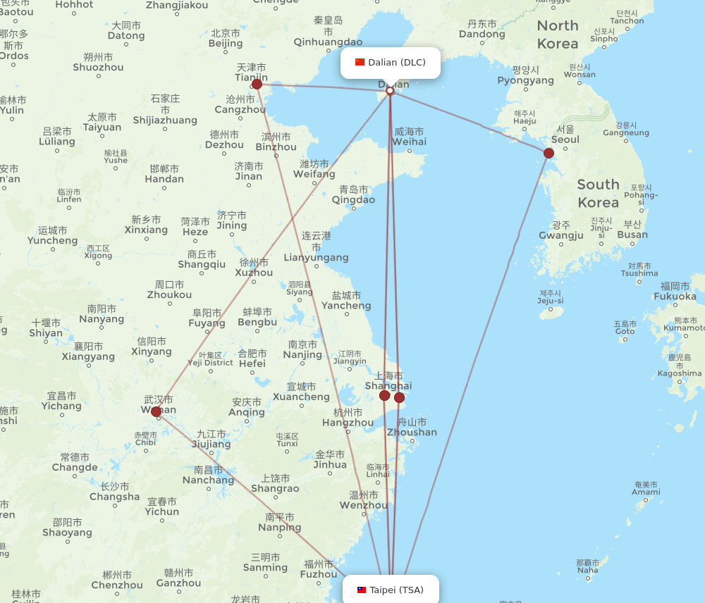 DLC-TSA flight routes