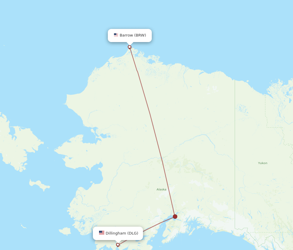 Utqiagvik Barrow - Dillingham route map and flight paths