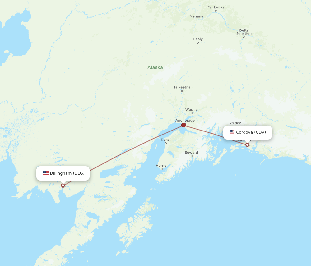 CDV to DLG flights and routes map