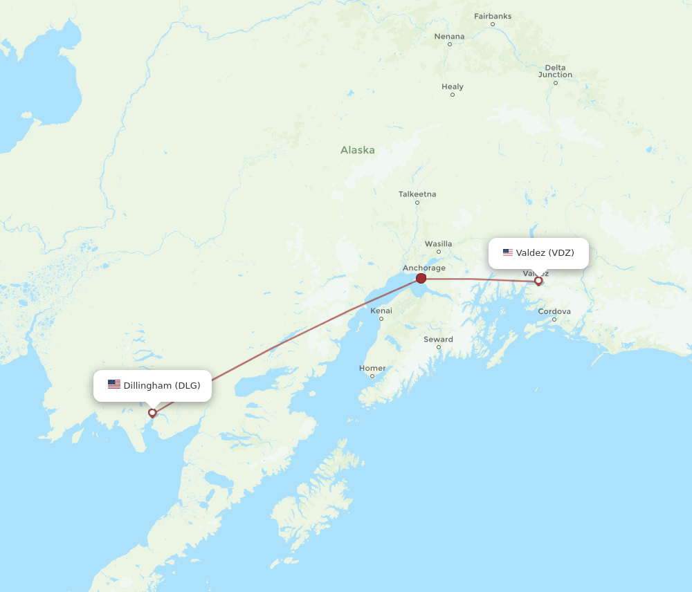 DLG to VDZ flights and routes map