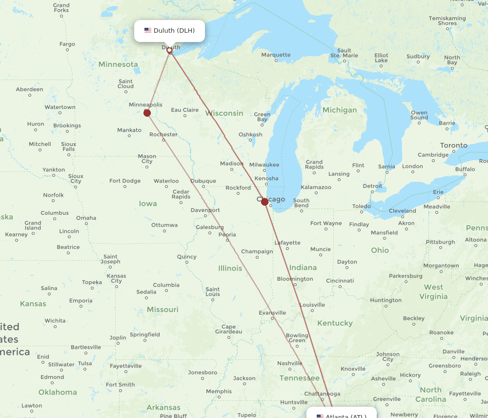 DLH-ATL flight routes