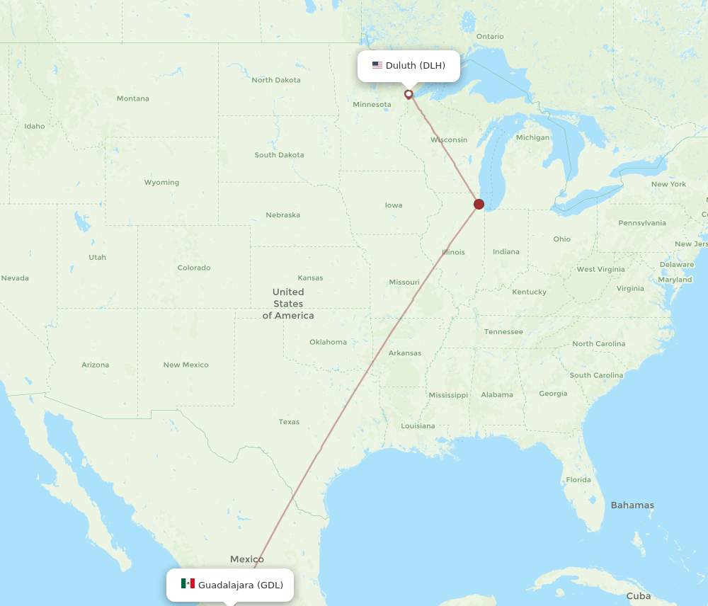 DLH-GDL flight routes