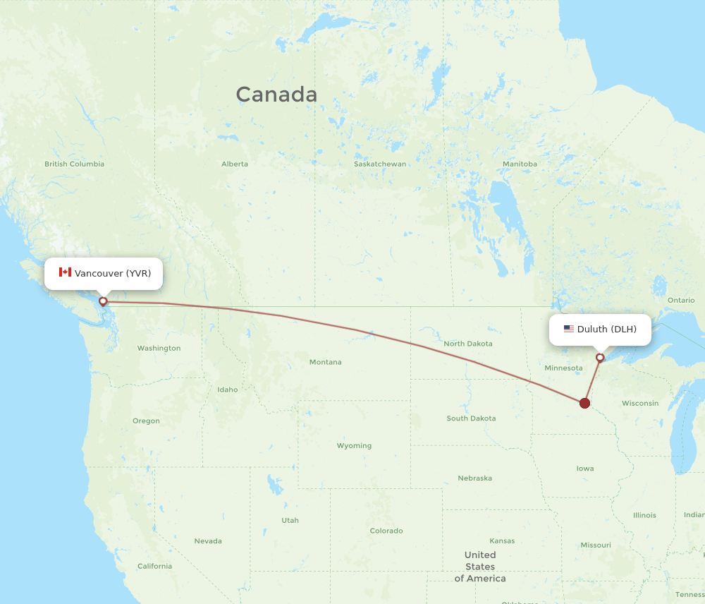 DLH-YVR flight routes