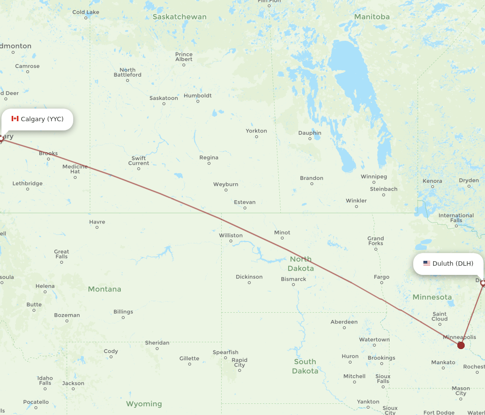 DLH-YYC flight routes