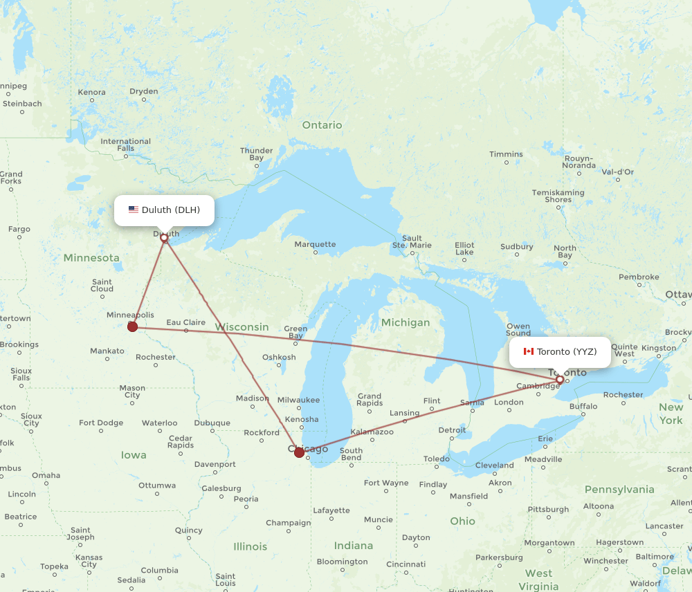 DLH-YYZ flight routes