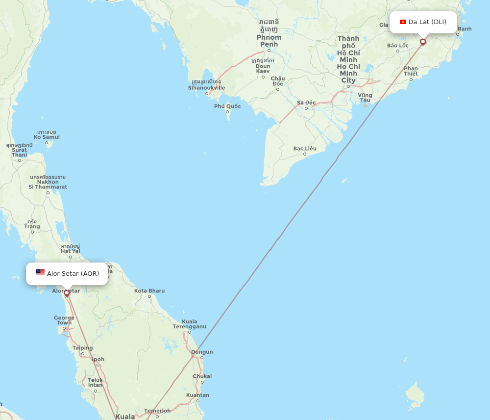 DLI-AOR flight routes