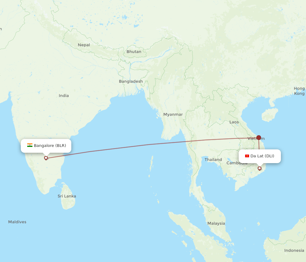 DLI-BLR flight routes