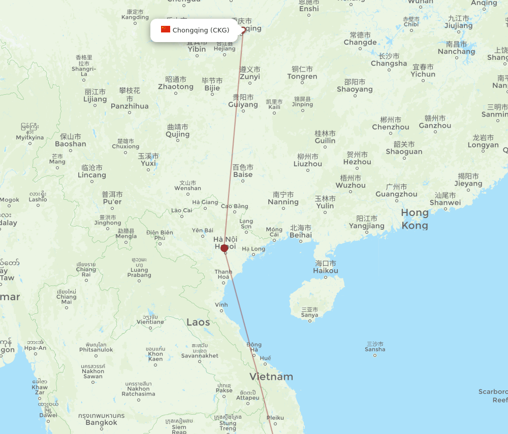 DLI-CKG flight routes