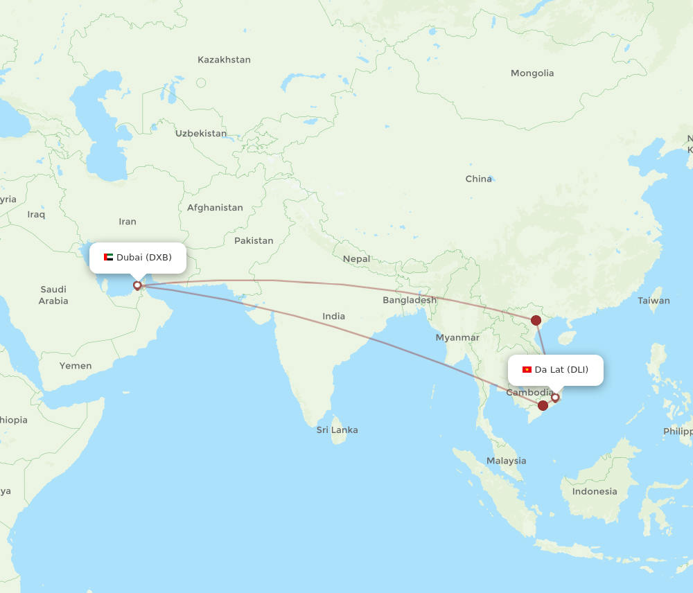 DLI-DXB flight routes